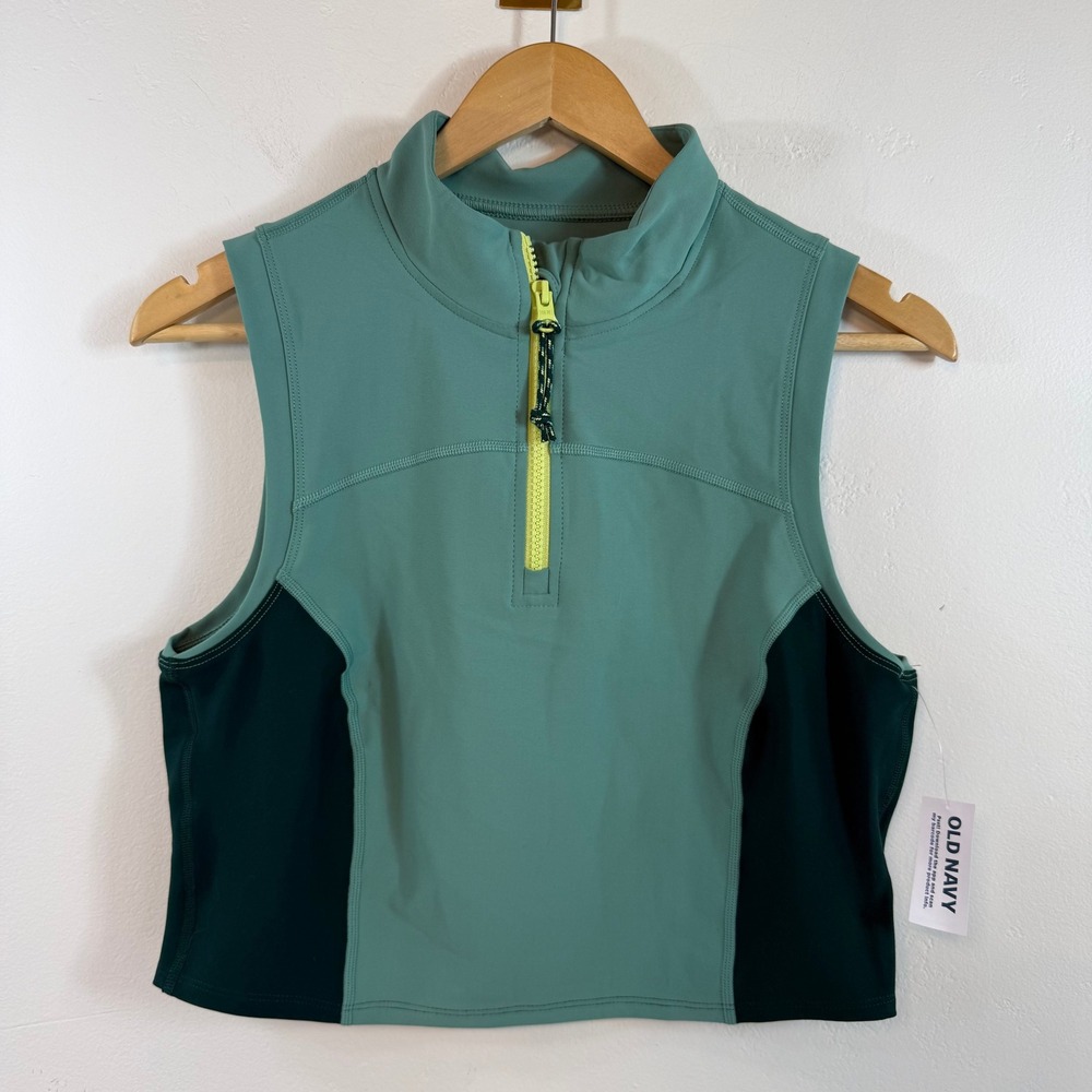NWT Old Navy Active Tank Top Teal Colorblock Go-Dry Sporty Athleisure M